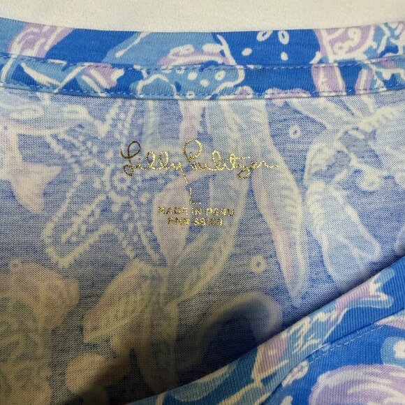 Lilly Pulitzer Cody Dress Large Boca Blue Sea What I Sea Pima EUC - Picture 5 of 10